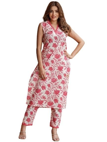 SMOWKLY V-Neck Sleeveless Kurta for Women 1429_MRN_M Maroon