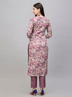ANNI DESIGNER Womens Cotton Blend Straight Printed Kurta with Pant (Seep Purple_XL_Purple_X-Large)