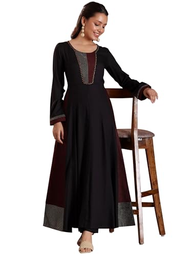 Libas Womens Self Design Rayon A-Line Kurta With Trousers