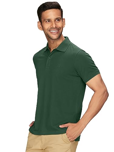 XYXX Mens Cotton Solid Regular Fit Shirt (XY_CR14_Polo Tshirt_1_Oak Green