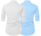 Finivo Fashion MenS Cotton Blend Regular Fit Solid Casual Kurta Shirt Pack Of 2