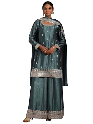 Libas WomenS Silk Blend Kurta Set (27619_Grey