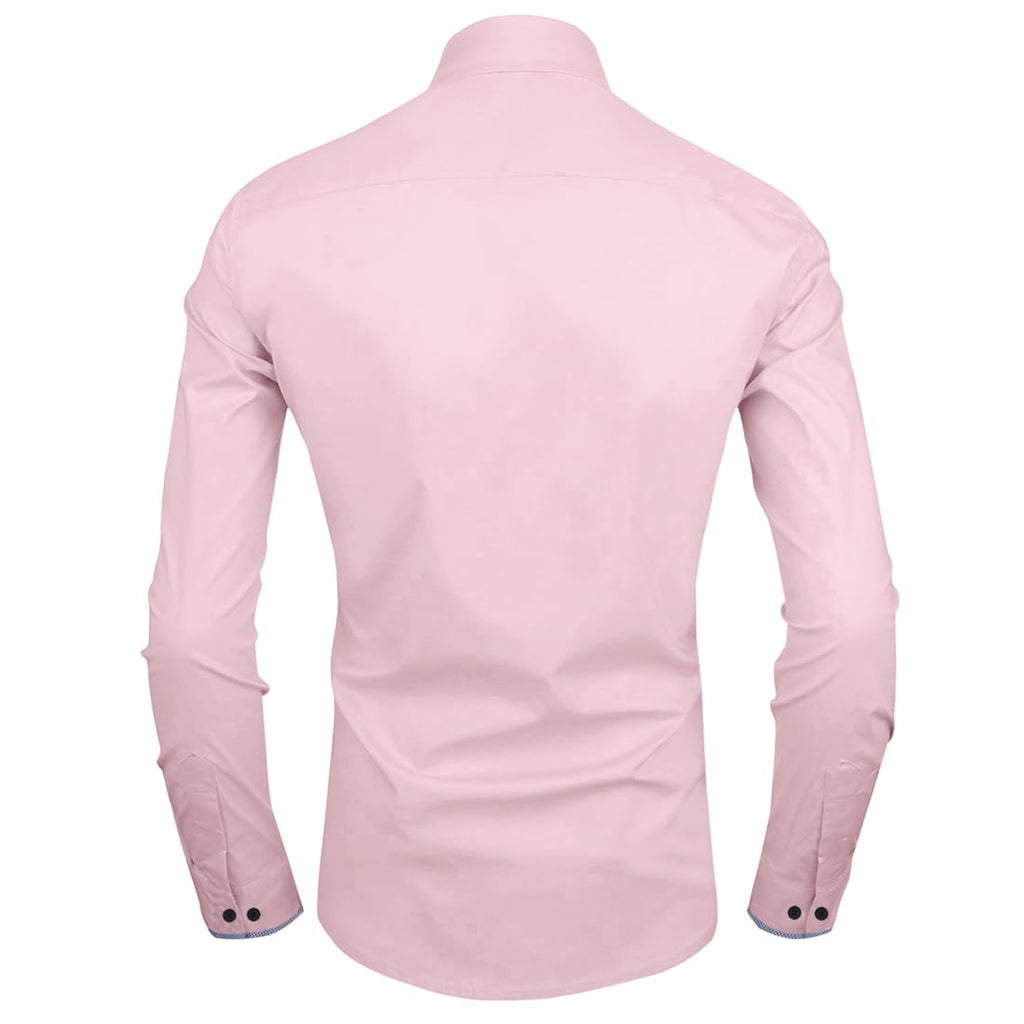 Zombom MenS Classic Cotton Blend Regular Fit Full Sleeve Spread Collar Casual Shirt For Men Light Pink