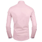 Zombom MenS Classic Cotton Blend Regular Fit Full Sleeve Spread Collar Casual Shirt For Men Light Pink