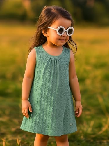 A.T.U.N. (ALL THINGS UBER NICE) Girls Sleeveless Stylish A-Line Abby Dress | Daily, Party, Casual Knee Length Dress Light Green