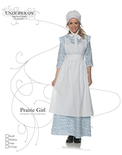 Pioneer Womens Costume with Apron and Bonnet | Medium