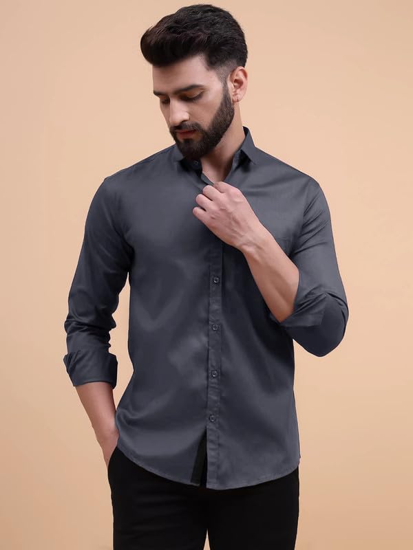 Tee Projekt Solid Shirt for Mens,Solid Shirt for Mens, Casual Shirt for Men,Full Sleeve Spread Collar Shirt for Men, Shirt for