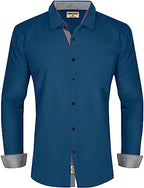 LookMark Mens Cotton Blend Dark Turqouise Color Stitched Solid Full Sleeve Shirt(AMZN-Shirt 56-XXL)