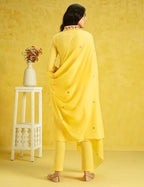Kaari Cotton Womens Kurta Set (KAAAW24WSKD-78848_Surajmukhi Yellow