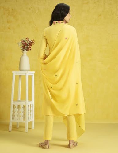 Kaari Cotton Womens Kurta Set (KAAAW24WSKD-78848_Surajmukhi Yellow
