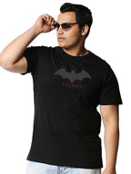 Bewakoof MenS Printed 100% Cotton Plus Size T-Shirt - Regular Fit, Round Neck, Half Sleeves Black