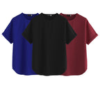 Juneberry Pure 100% Cotton Oversized Loose Baggy Fit Round Neck With Drop Shoulder Black & Maroon & Royal Blue Half Sleeves Boyf