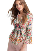 Eyebogler Womens Floral Print Long Sleeves Trendy Fashion Top
