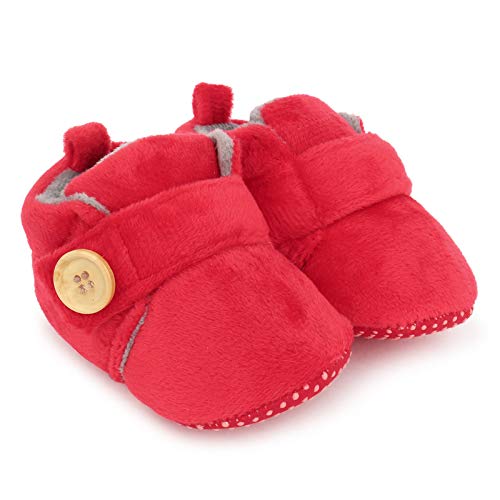Superminis Baby Shoes/Booties With Wooden Button  Dual Color, Soft Base, Ankle Length, Breathable For Newborn Girls And Boys (R 0-9