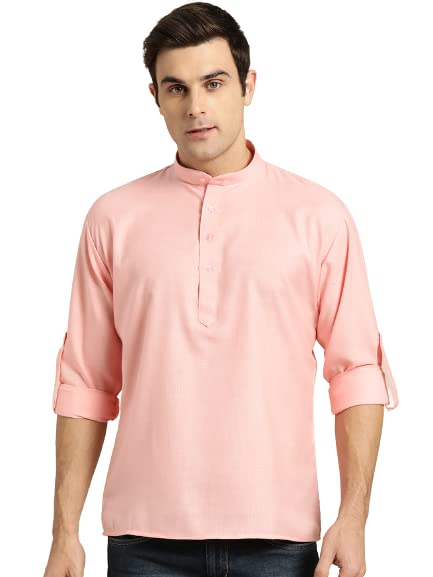 Sojanya (Since 1958, MenS Cotton Pink Short Kurta, Sizse: 40