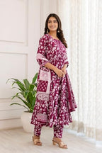Shienzy Cotton Blend Square Neck Kurta Set With Dupatta For Women | Women Kurta Sets With Dupatta (1609-1610) (In, Alpha, M, Reg