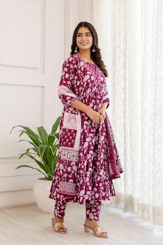 Shienzy Cotton Blend Square Neck Kurta Set With Dupatta For Women | Women Kurta Sets With Dupatta (1609-1610) (In, Alpha, Xl, Re