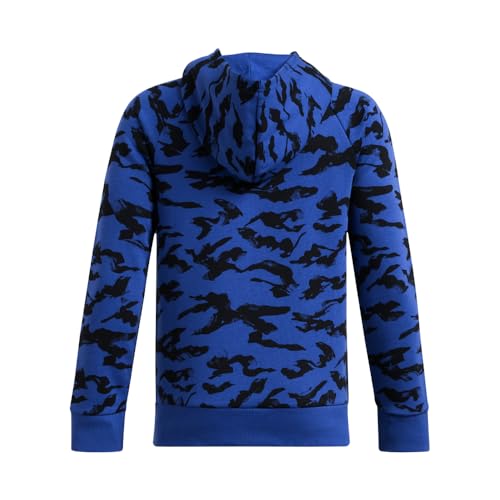 Under Armour Boys' Rival Fleece Printed Hoodie, (432) Tech Blue/Black/White, X-Large