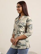 Libas Women'S Cotton Blend Floral Straight Kurti