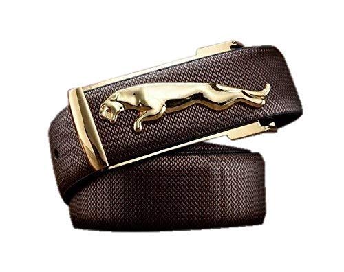 Bhabha Sales Stylish MenS Leather Belt Buckle (Golden And Brown,Free Size)