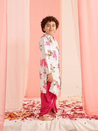 Pspeaches Boys Floral Printed Regular Kurta With Dhoti Pants (5-6Years)