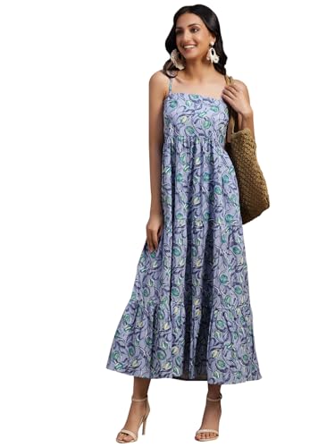 Libas WomenS Cotton Fit And Flare Maxi Dress (26920_Grey