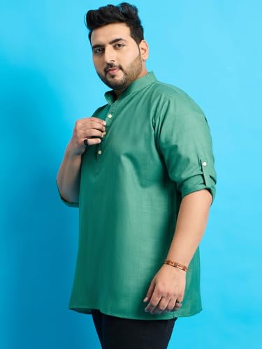 Bigbanana Plus Size MenS Regular Fit Solid Short Kurta (Pollan-Grey,Grey,5Xl)