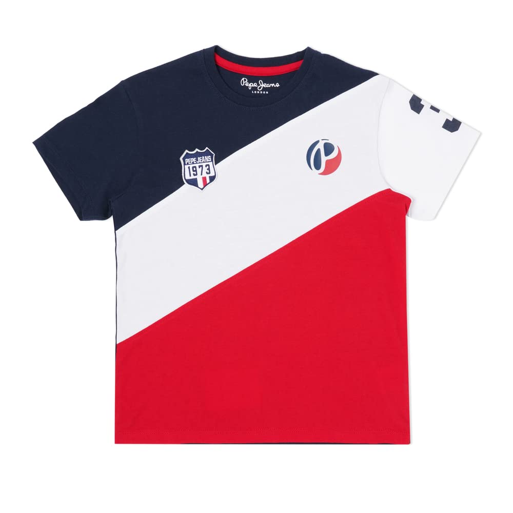 Pepe Jeans Boys Regular Fit Colour Block T-Shirts Classic Red