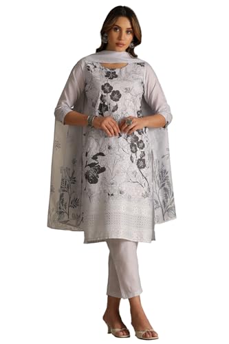 Soch Women Cotton Floral Print Suit Set with Beads and Stones