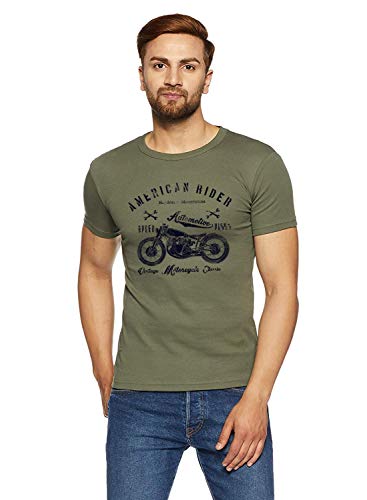 ADRO Men's Regular Fit T-Shirt (RNR-M-AME-OL-XXL_Olive Green_XX-Large)