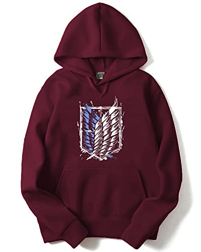 ADRO Men's Cotton Neck Hooded Sweatshirt (H22-1-WINN-MR_Maroon_XL)