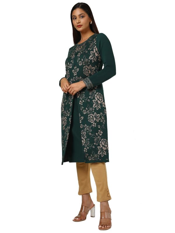 Soch Womens Green Acrylic Woven Design Kurta
