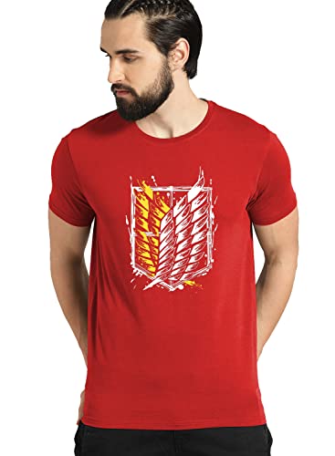 ADRO Mens Attack on Titan Cotton T-Shirt (RN22-03-WINN-RD_Red_L)
