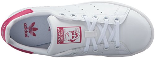 adidas Originals Boy's Stan Smith Sneaker, White/White/Pink, 6 Little Kid