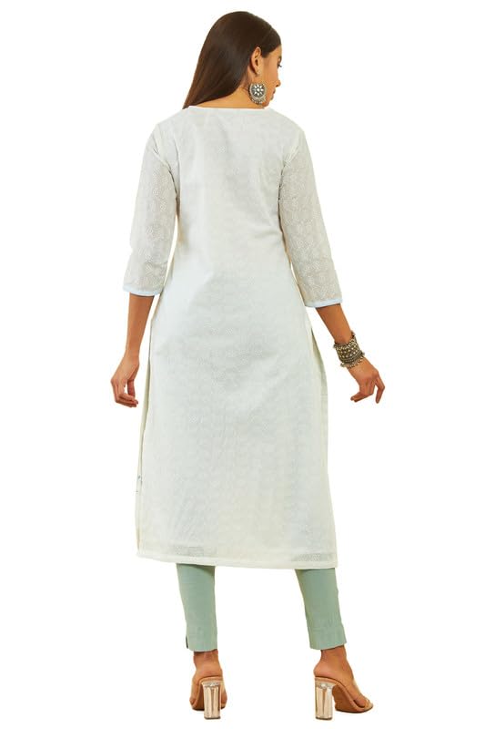 Soch Womens Cotton All-Over Thread Embroidestraight Kurta