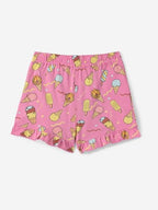 The Souled Store Garfield: Chillin Girls Elastic Pink All Over Printed Above Knee Length Regular Fit Cotton Shorts (2-8 Yrs)