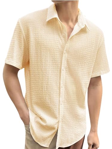 Pinkmint Popcorn Shirt for Men Soild Slim Fit Sleeve Spread Collar Trendy Men Shirt Summer Wear Goa Wear Maroon