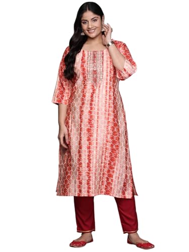 Libas Extra Love Plus Size Womens Yoke Design Silk Straight Kurta For Women