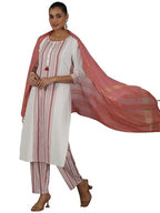 Libas Womens Printed Cotton Blend Straight Kurta With Trousers And Dupatta
