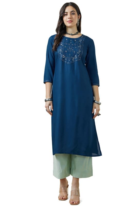 Soch Women Sequins Detailed Rayon Embroidered Kurta