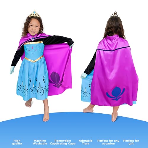 Cokos Box Girls Coronation Dress Costume Cape Gloves Tiara Crown Accessories Kids Set (5 Years, Blue-Purple)