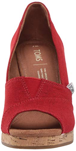TOMS Women's Classic Espadrille Wedge Sandal, red Crosshatch Jacquard, 7