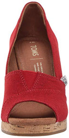 TOMS Women's Classic Espadrille Wedge Sandal, red Crosshatch Jacquard, 7