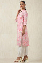 Soch WomenS Cotton Botanical Regular Kurta (Cws5Ku61081_Pink