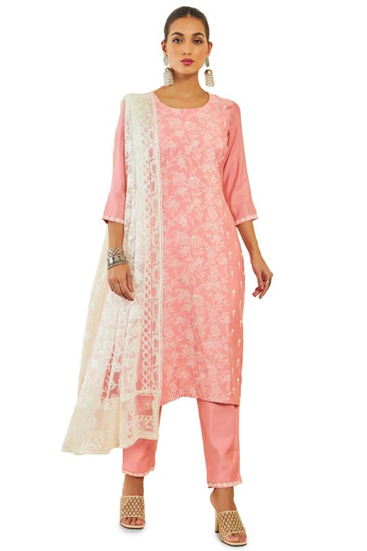 Soch Women Silk Blend Suit Set with Embroidered Designs