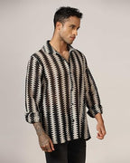 Dhruvi Trendz MenS Crochet Stripe Regular Fit Shirt