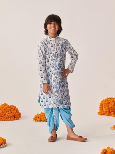 Pspeaches Boys Floral Printed Regular Kurta With Dhoti Pants (15-16Years)