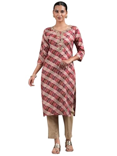 Libas WomenS Viscose Rayon Printed Straight Kurtas (58194_Maroon_Xxl)