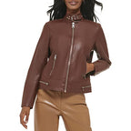 Levi's Women's Size Faux Leather Motocross Racer Jacket (Standard and Plus), Chocolate Brown, 2X