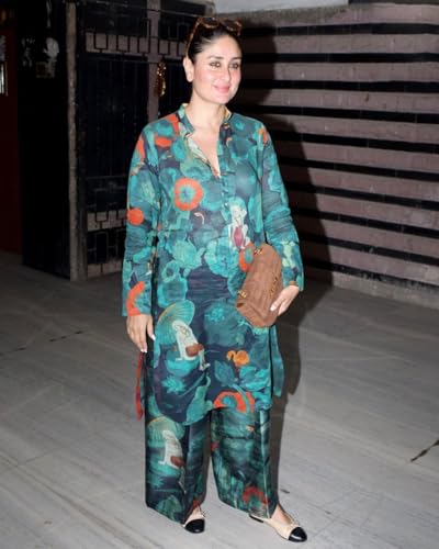 ANNI DESIGNER Womens Chanderi Cotton Straight Printed Co-Ord Set (Kareena Green Co-ord-NKL_L_Green_Large)